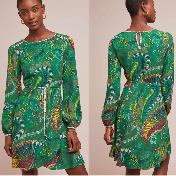 NWT Anthropologie Maeve Janis Dress, Green Paisley Print, Size 6. - Picture 13 of 16